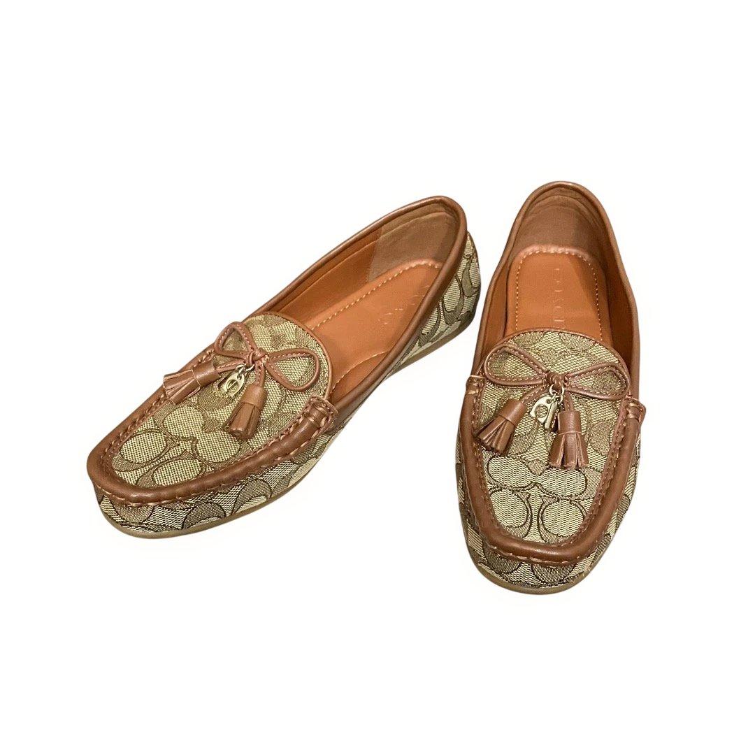 本日限定値引‼️美品‼️箱付❣️COACH モカシン ベージュ/ブラウン シグネチャー