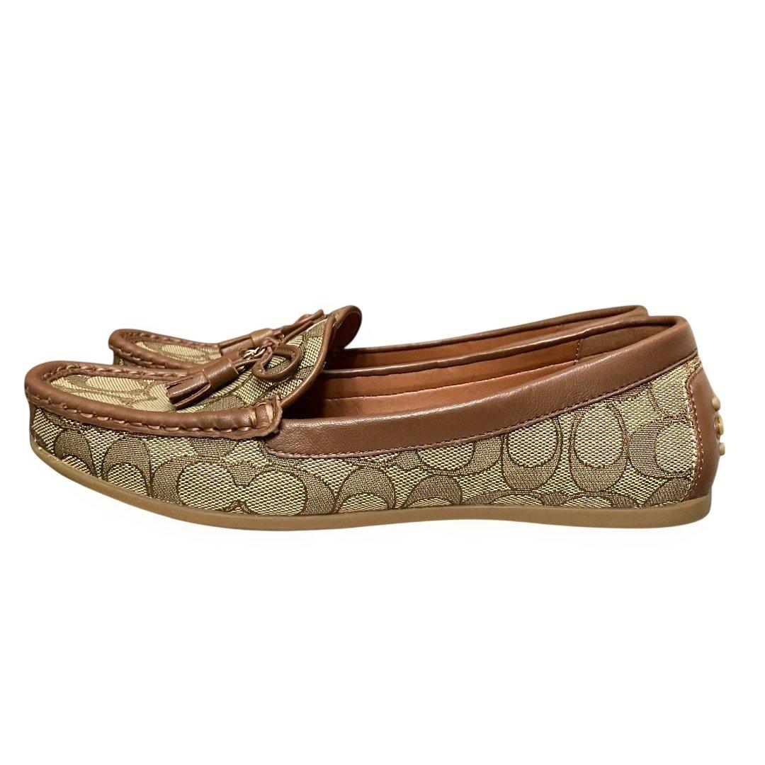 本日限定値引‼️美品‼️箱付❣️COACH モカシン ベージュ/ブラウン シグネチャー