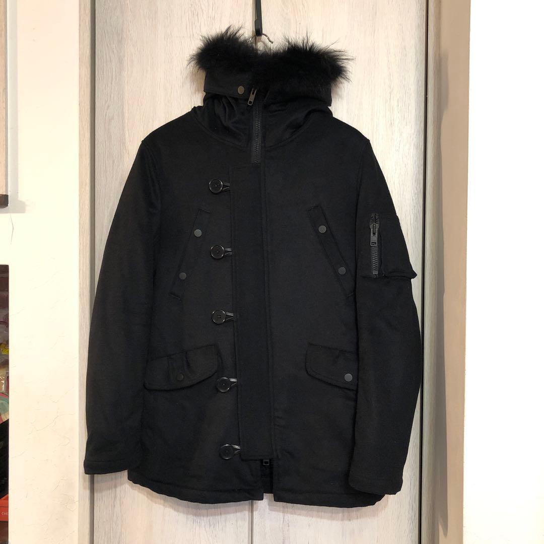 セマンティックデザイン　ファー付きダッフルコート ブラック