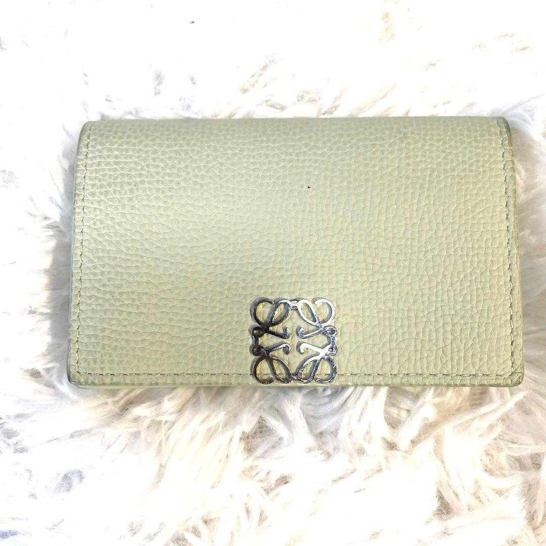 美品　ロエベ　ライトグリーン レザー 名刺入れ