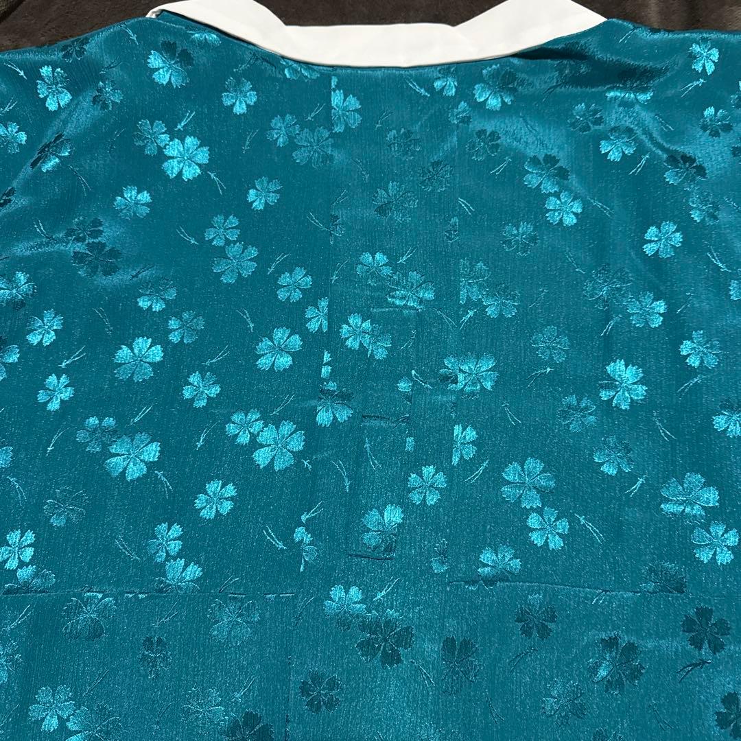 M*様 ふりふ　長襦袢　ターコイズ　桜　短袖　ウォッシャブル