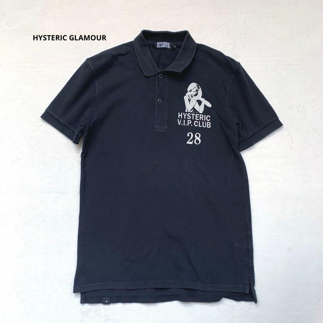 ヒステリックグラマー　ポロシャツ　V.I.PCLUB 28 ブラック　黒　半袖