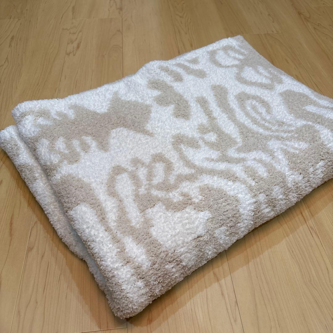 kashwére ブランケット　ベージュ/ホワイト