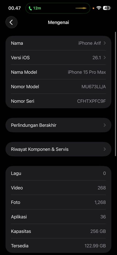 iPhone 本体 15 ProMax 256 GB バッテリー94% サイクル