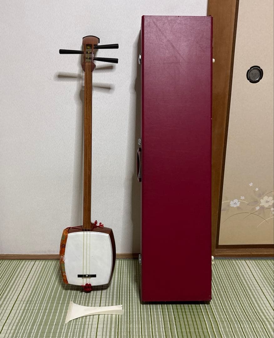 ジン様用　三味線　バチ　三絃駒　木製ハードケース 　和楽器　弦楽器　白象印　純銀