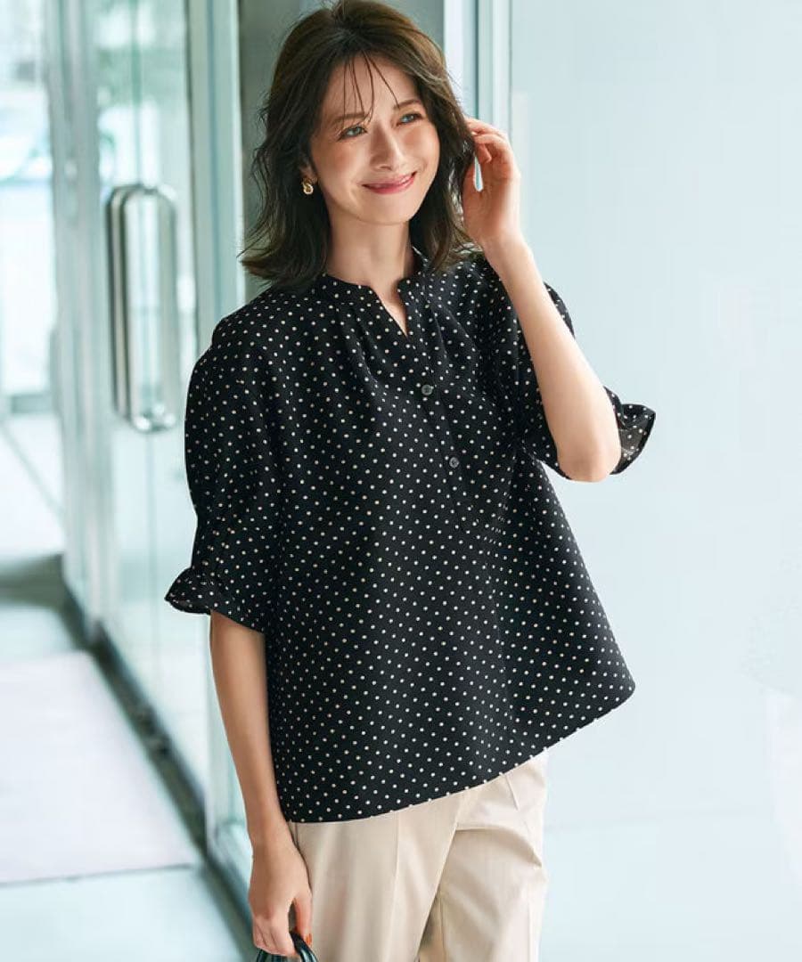 23区 ドットプリント サッカー ブラウス