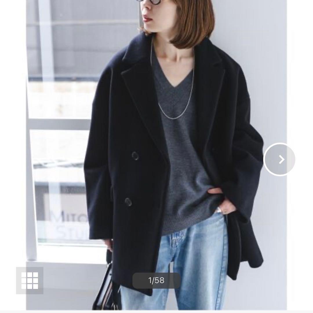 美品 NOBLE ノーブル MTRオーバーPコート カシミア混 36 ブラック