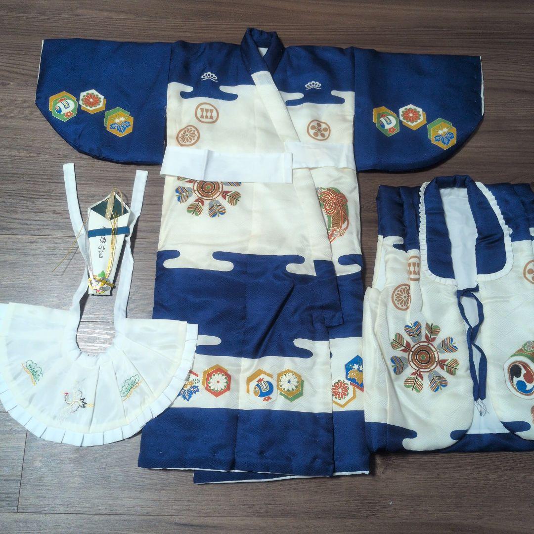 【美品 当日発送】753 5歳 3歳 被布 男の子 着物 ブルー 七五三
