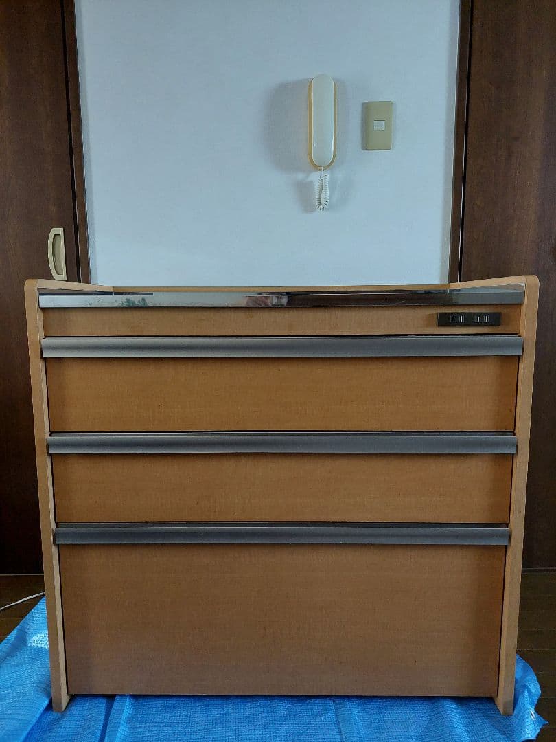 木製キッチンカウンター 3段引き出し付き
