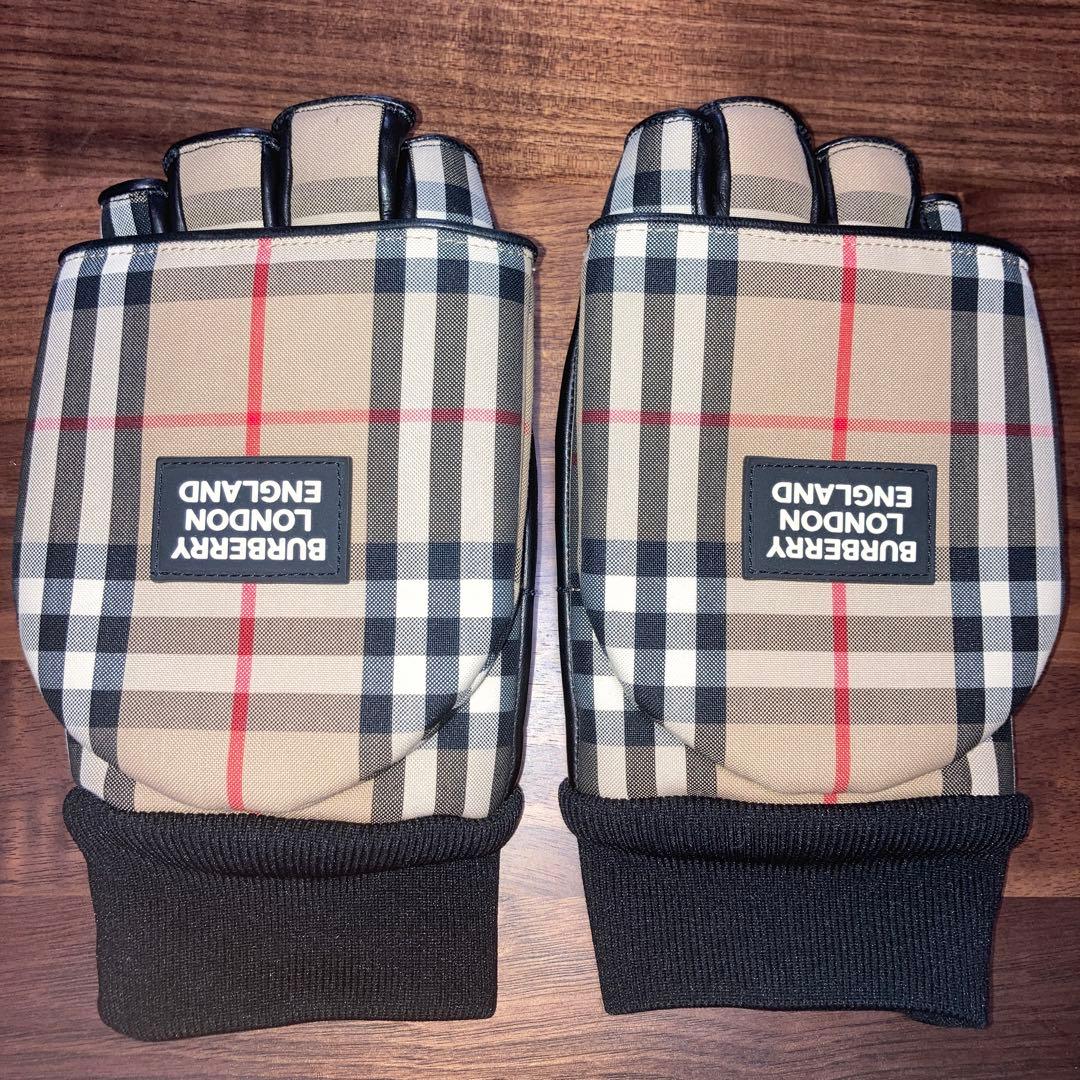 極美品　正規品　BURBERRY レザーグローブ　M バーバリー　手袋　ミトン
