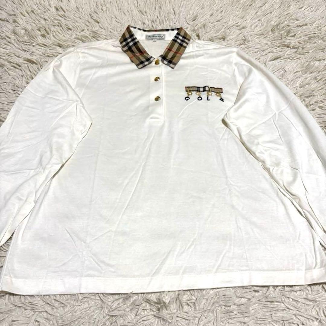 ジョー様 バーバリー ポロシャツ 長袖 ノバチェック 金ボタン 大きいサイズ