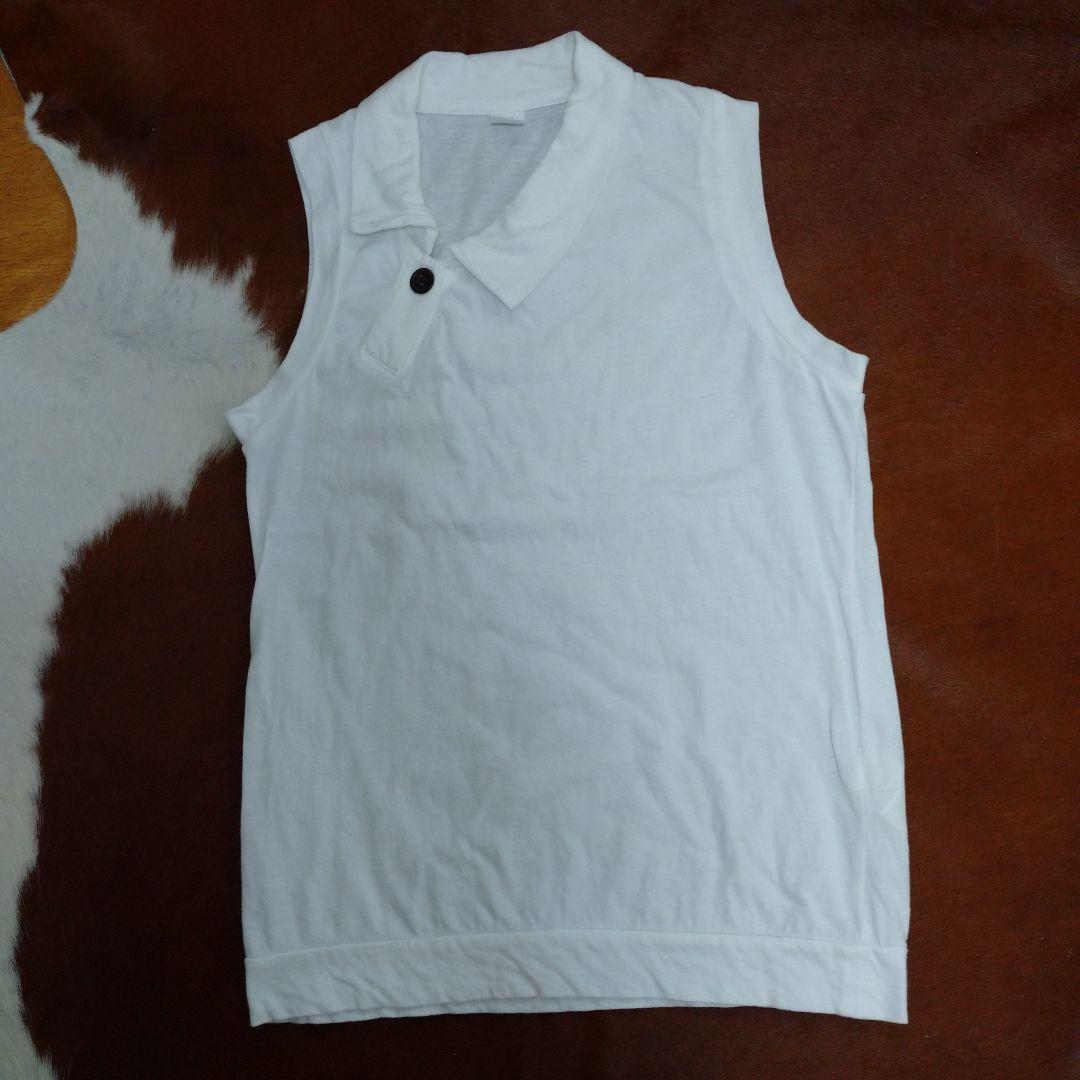 Y'sレディース襟付きバックプリントノースリーブ