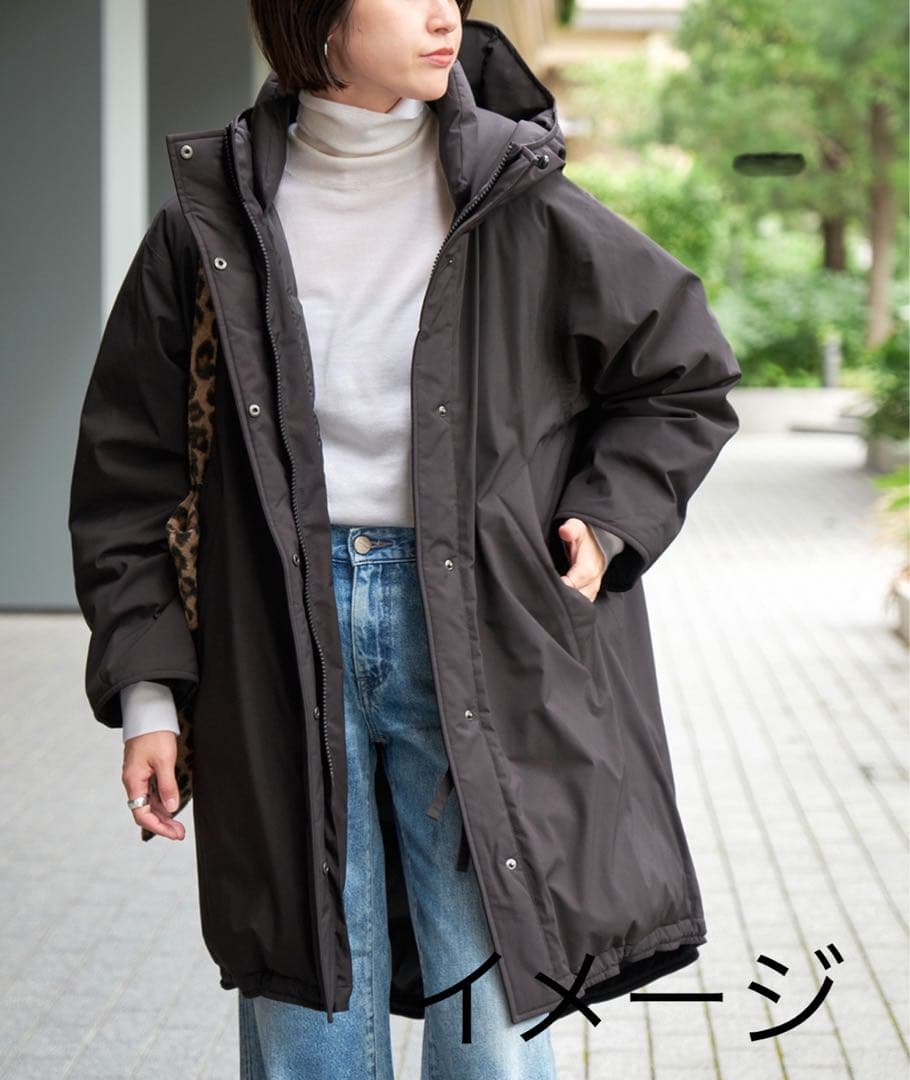 【美品】スピック＆スパン 撥水フーデッドダウンコート サイズ３６／黒