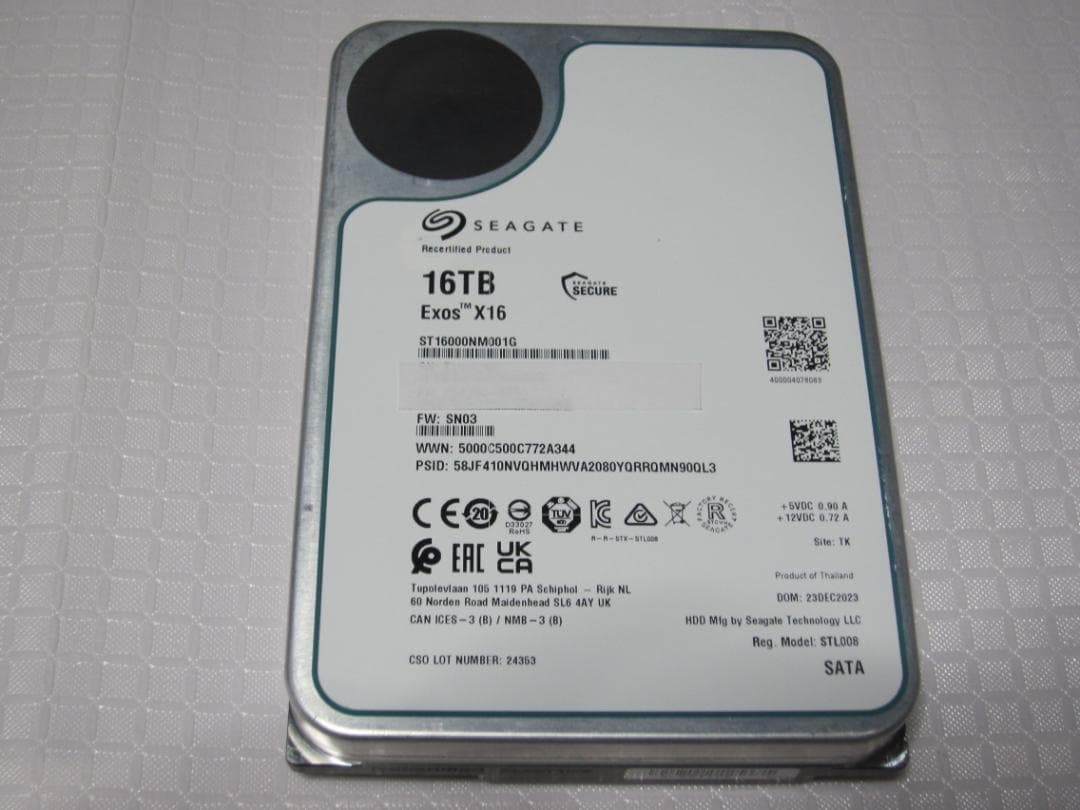 即日発送可 Seagate ST16000NM000G 16TBHDD ジャンク