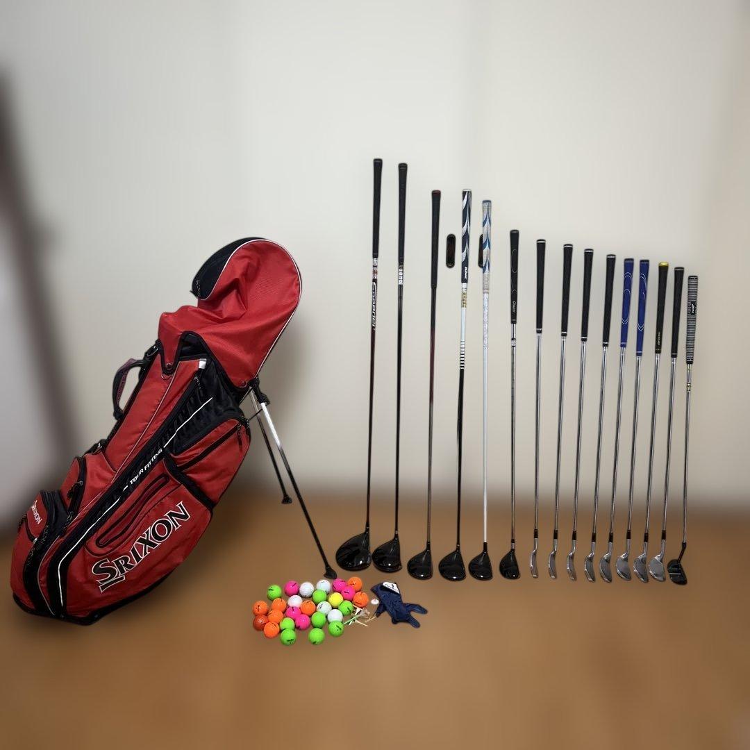 ゴルフクラブセット 赤 SRIXONケース付 15本