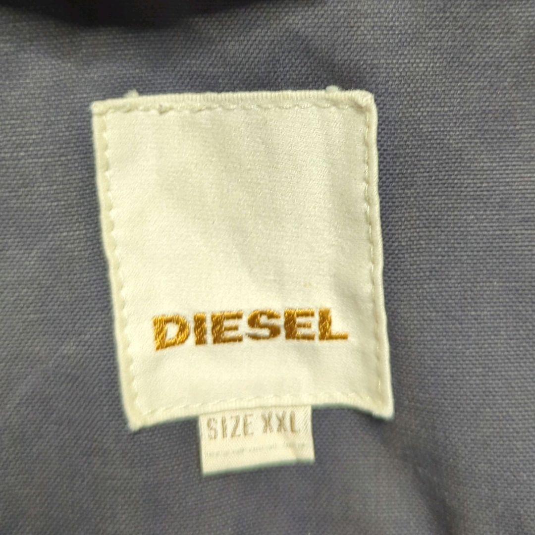 DIESELディーゼル中綿ミリタリージャケットXXLフード付フェードグレー雰囲気