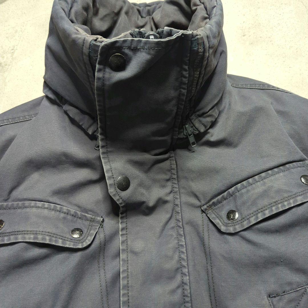 DIESELディーゼル中綿ミリタリージャケットXXLフード付フェードグレー雰囲気