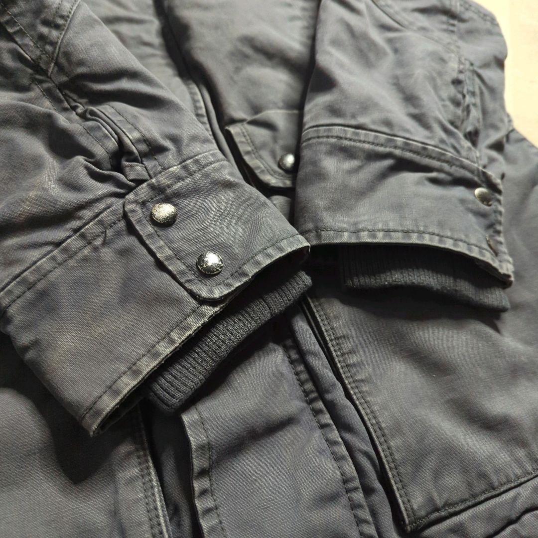 DIESELディーゼル中綿ミリタリージャケットXXLフード付フェードグレー雰囲気