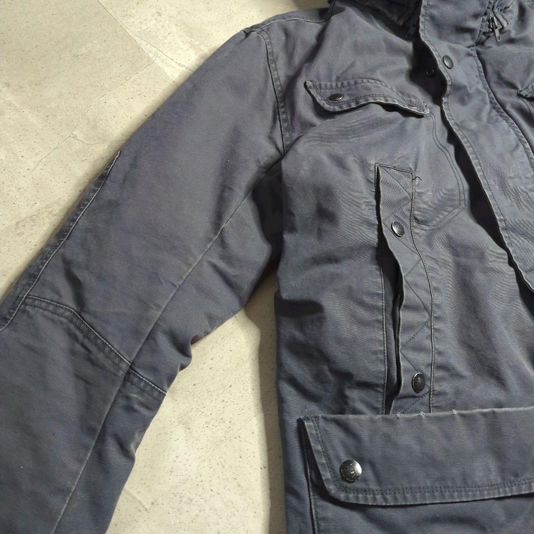 DIESELディーゼル中綿ミリタリージャケットXXLフード付フェードグレー雰囲気