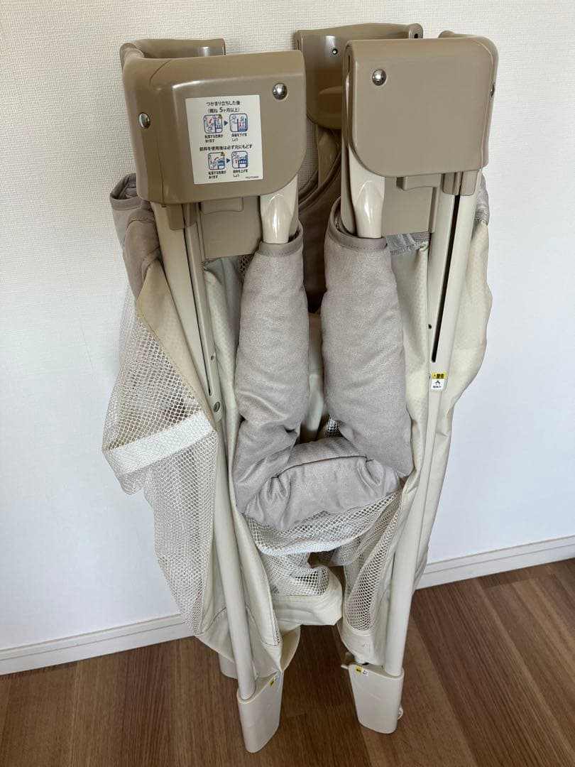 Aprica ココネルエアー 折りたたみ ベビーベッド ベージュ マットレス付き