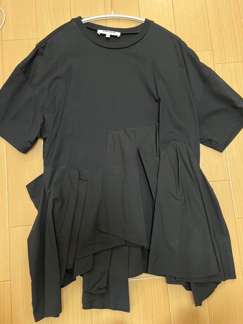 再値下げENFOLD シルケット天竺コンビフレアTシャツ