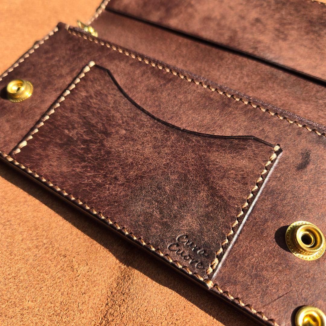 147ロング　トラッカーウォレット　イタリアンレザーMARGOT【ダークブラウン