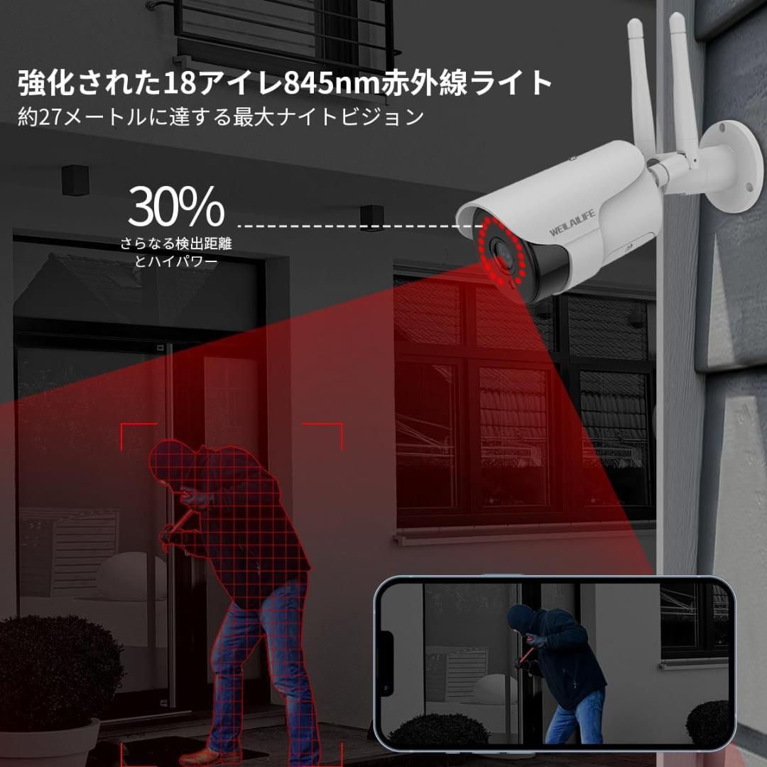 防犯カメラ ネットワークワイヤレスシステム 3K画素カメラ8台・録画機セット