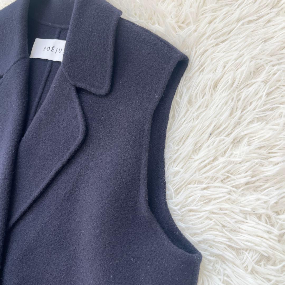 SOEJU ソージュ ウール リバー ロング ジレ ネイビー 2024年発売品