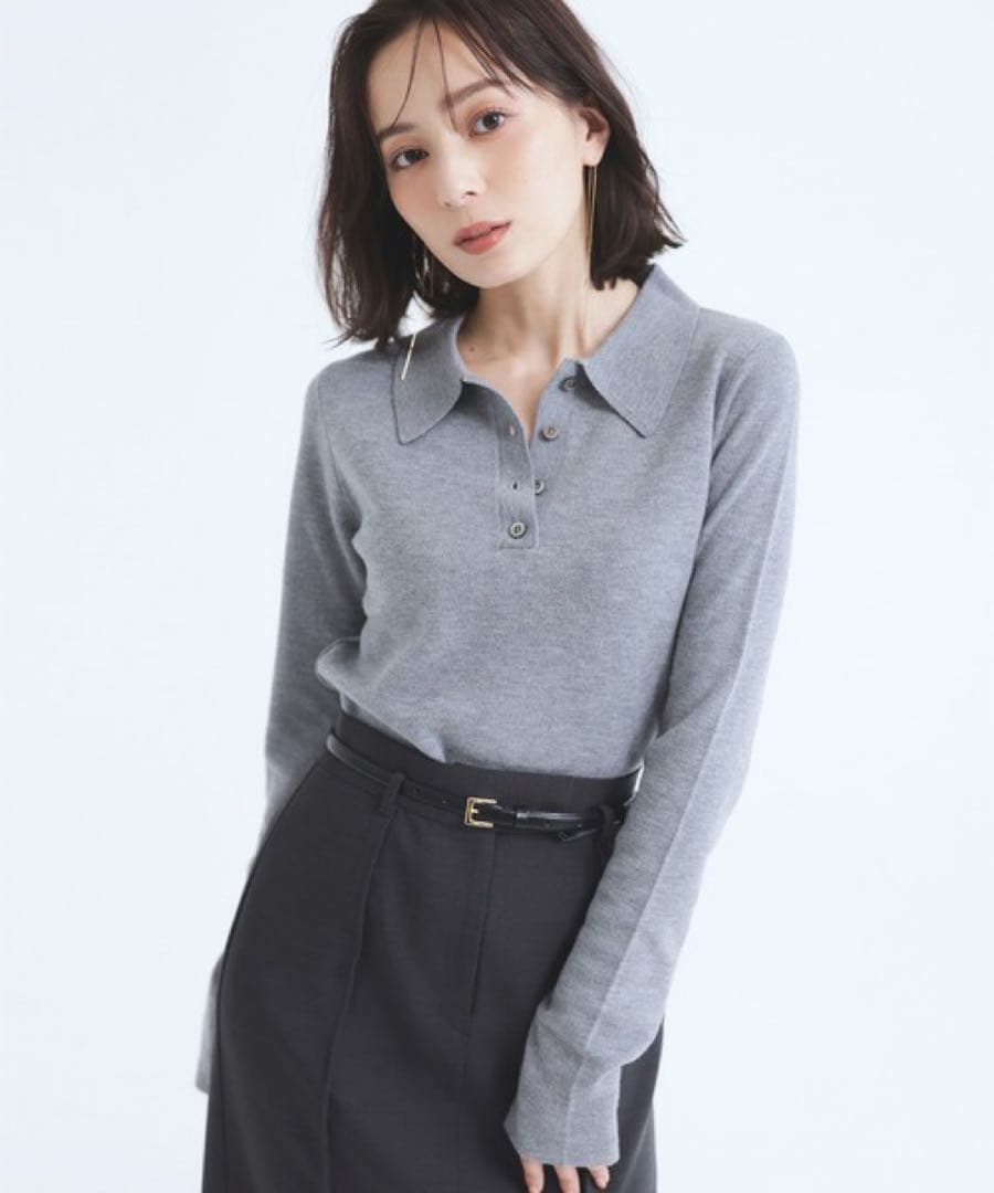 anuans ウールニットポロシャツ（ivory）