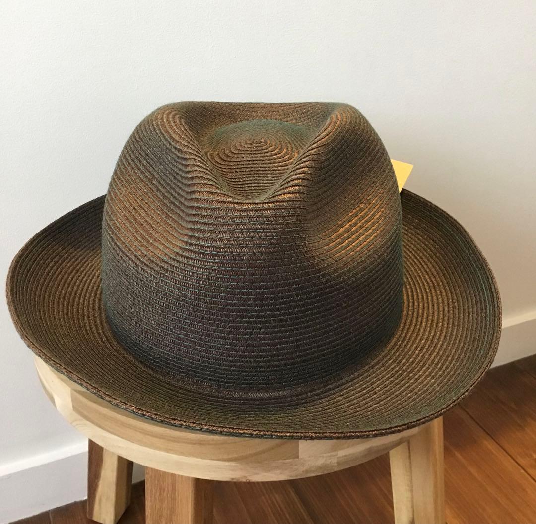 専用◆新品未使用◆石田製帽 マニラ麻中折れ帽◆モスグリーン◆サイズL