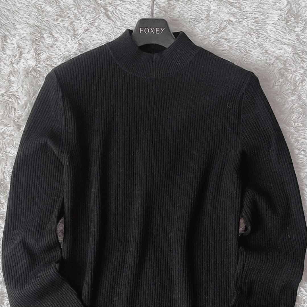 【美品】セオリーリュクス ハイネック リブニットワンピース マキシ丈 黒ブラック