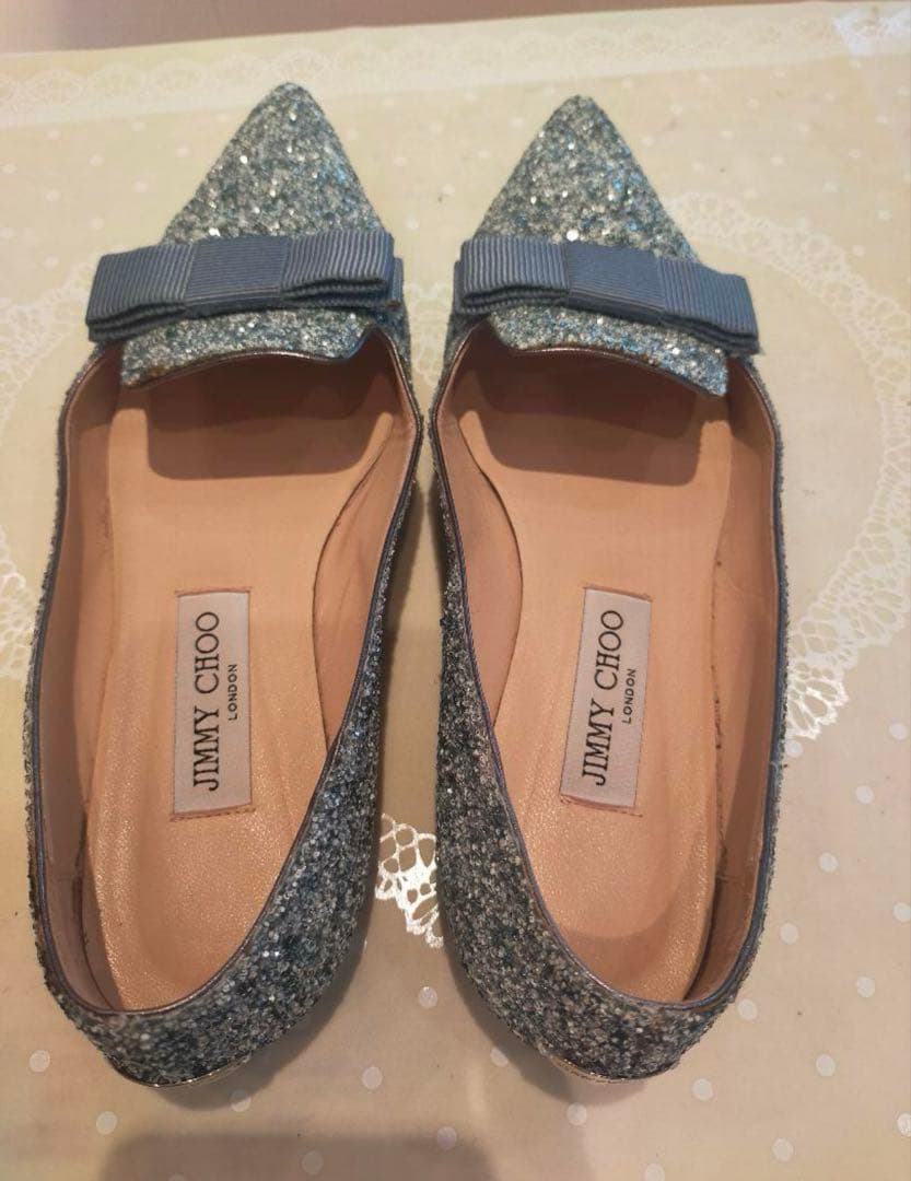 JIMMY CHOO グリッター フラットシューズ