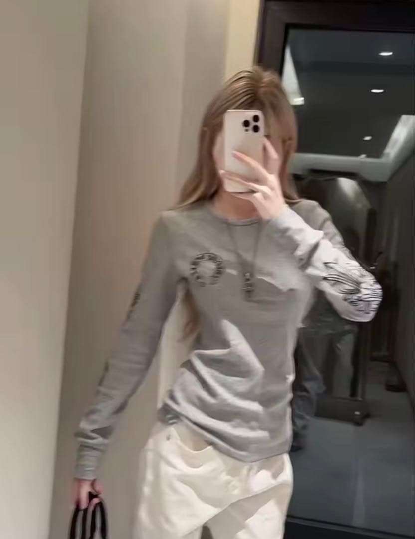 Chrom hearts長袖 Tシャツ グレー