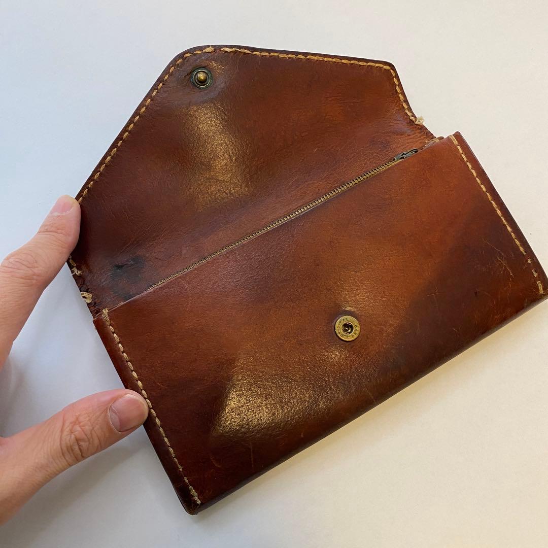 廃番 希少 HENRY CUIR アンリークイール ステッチ 長財布 レザー