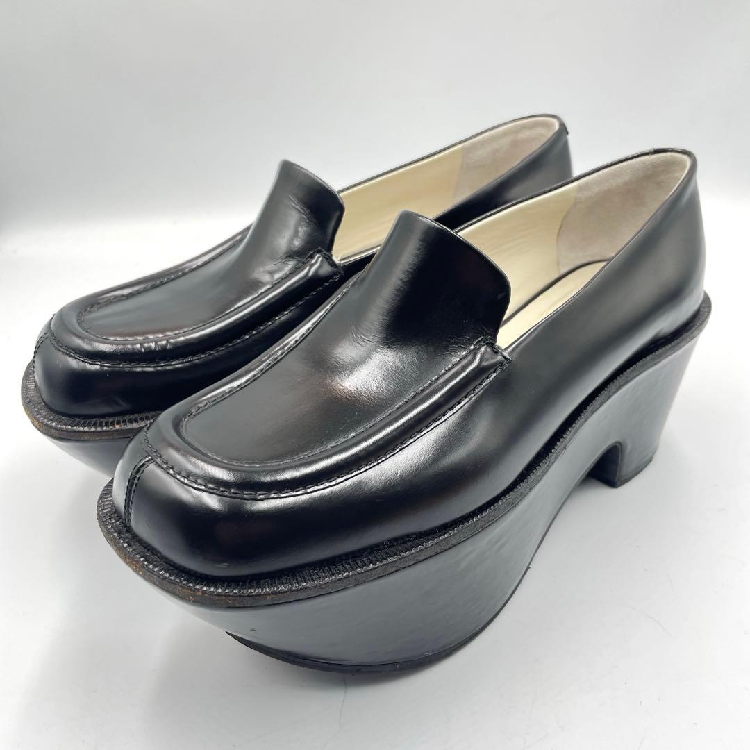 ジルサンダー　ネイビー　超厚底　ローファー　レザー　黒　23cm