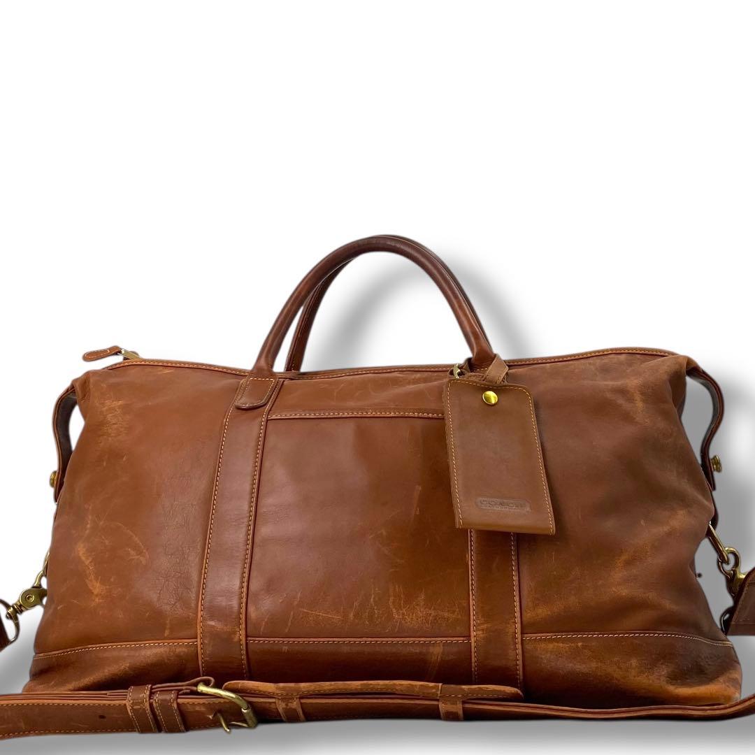 コーチ 大容量 レザー ボストンバッグ 2way ブラウン