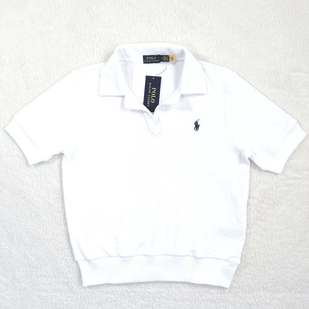 未使用タグ付✨ポロラルフローレン パイル生地 ポロシャツ ホース刺繍 白 現行