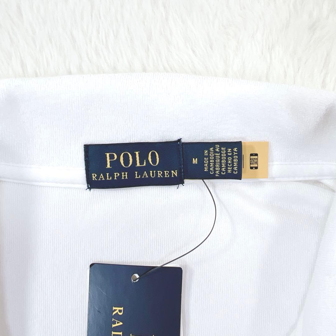 未使用タグ付✨ポロラルフローレン パイル生地 ポロシャツ ホース刺繍 白 現行