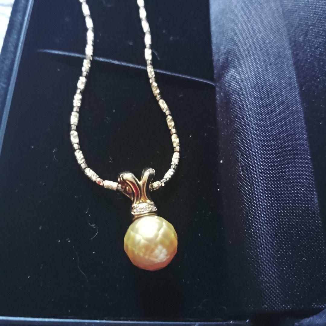 9・75グラム⭐K18ダイヤ真珠ネックレス60万の品☆ゴールドパール⭐