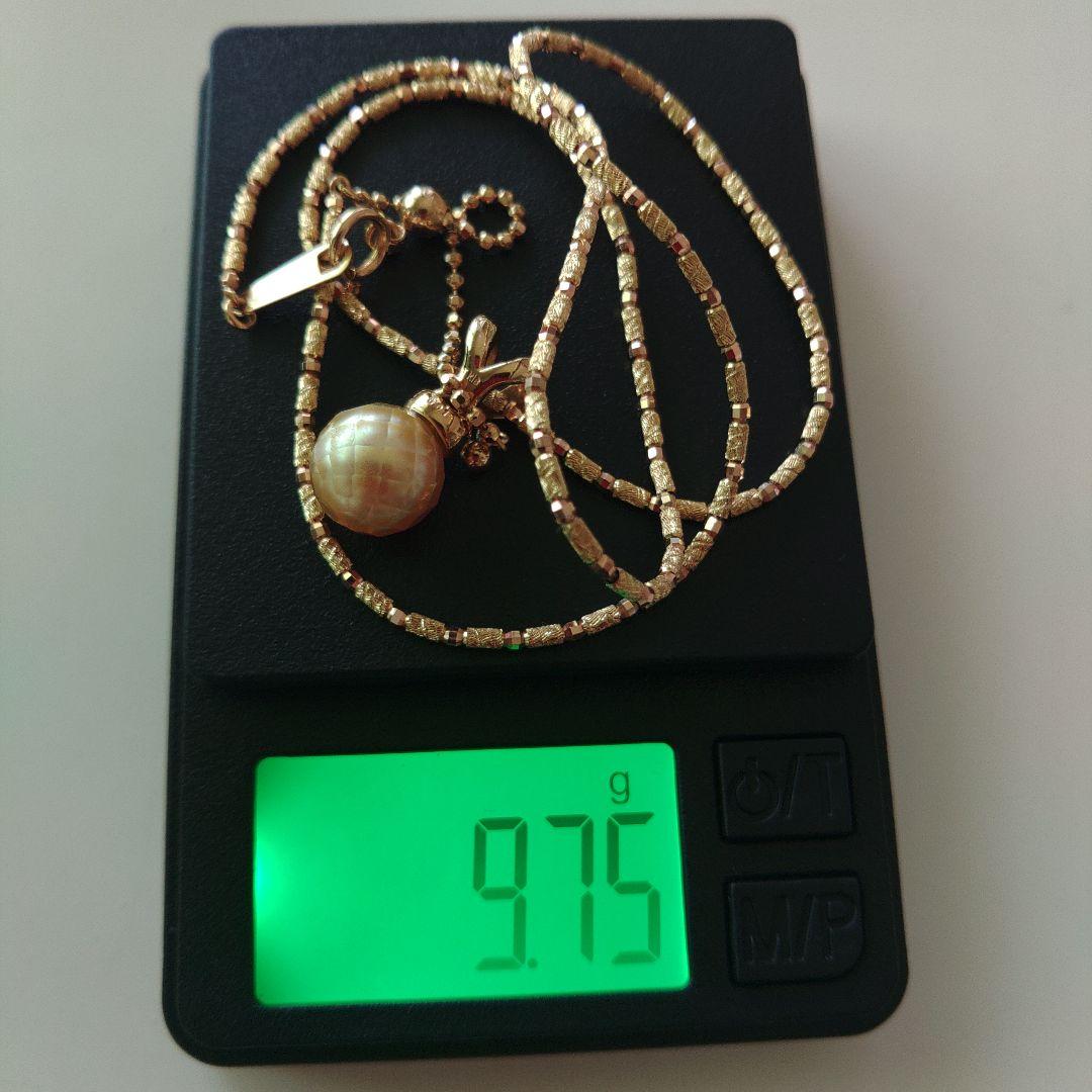 9・75グラム⭐K18ダイヤ真珠ネックレス60万の品☆ゴールドパール⭐