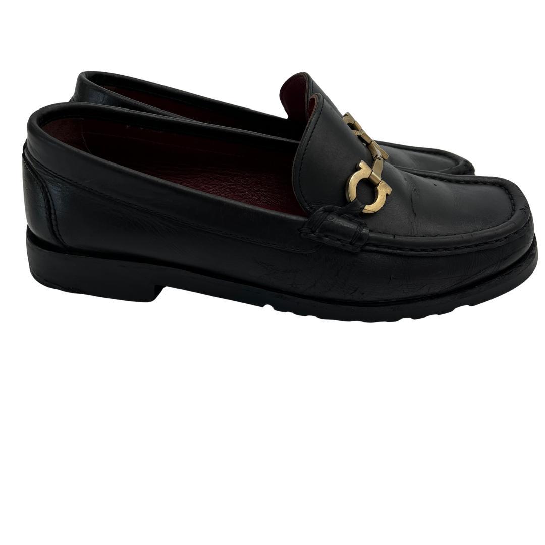 フェラガモ ガンチーニ金具 ローファー 黒 6.51/2【23.5】D【幅広め】