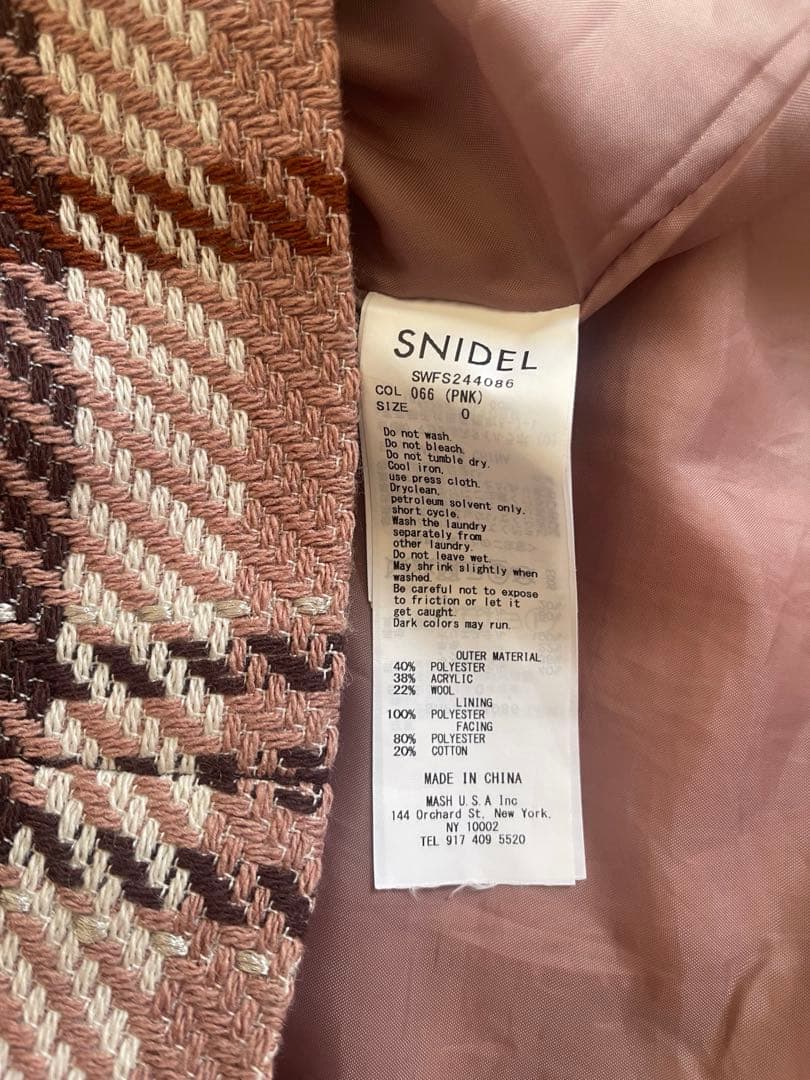 スナイデル ロービングチェックミニスカート 0サイズ ピンク