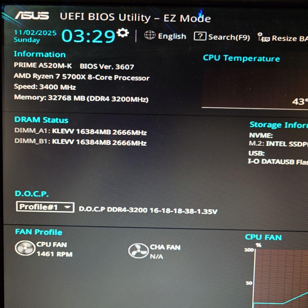 KLEVV BOLT X DDR4 16×2GB 32GB 3200 動作確認済