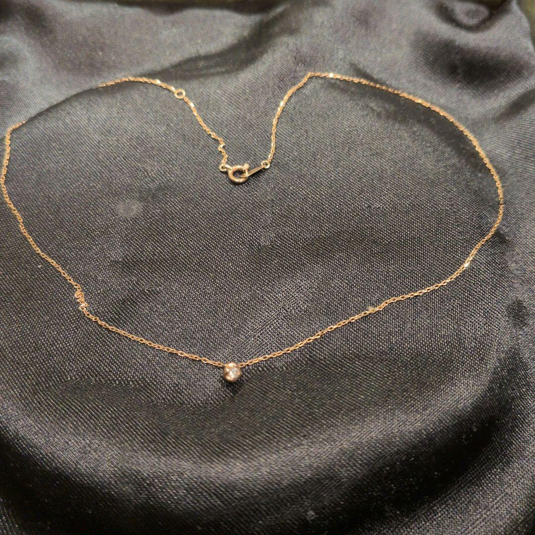 ダイヤモンドプチネックレス　K10 PG　ピンクゴールド