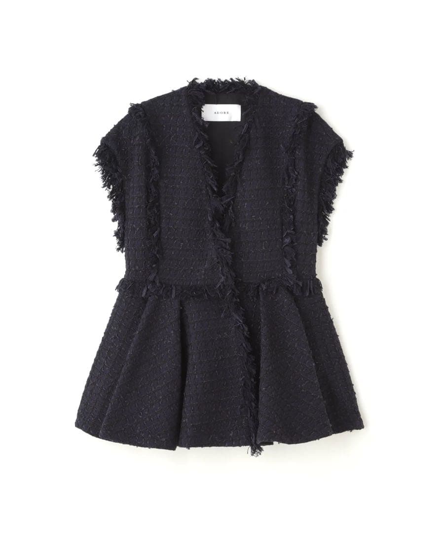 ADORE コットンチェックツィードジレ ３８ ネイビー