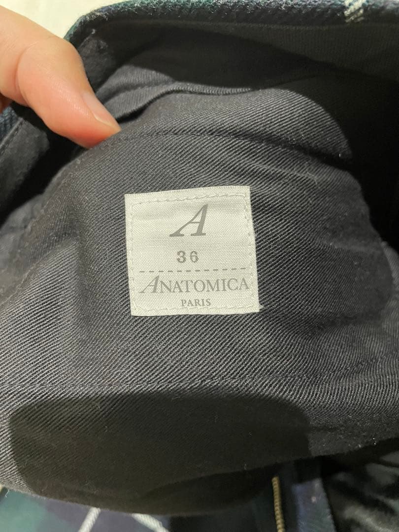ANATOMICA チェック柄ウールスラックス 36