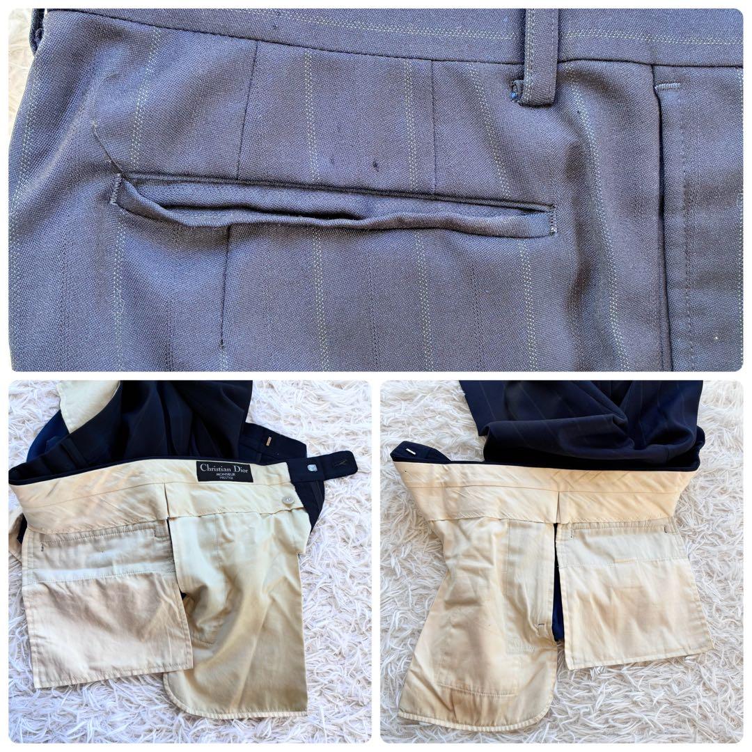 クリスチャンディオール　プレステージ　セットアップ　ダブル　紺　ストライプ