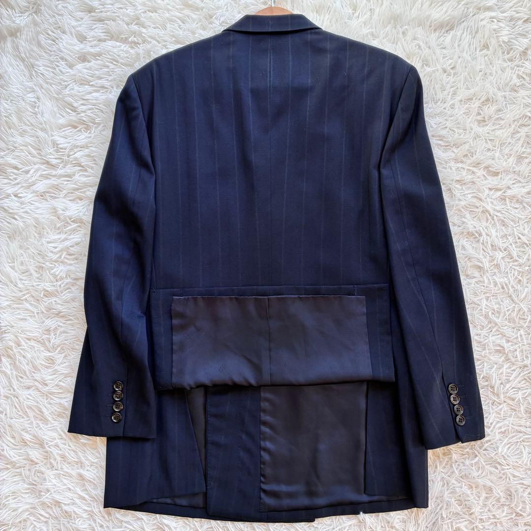 クリスチャンディオール　プレステージ　セットアップ　ダブル　紺　ストライプ