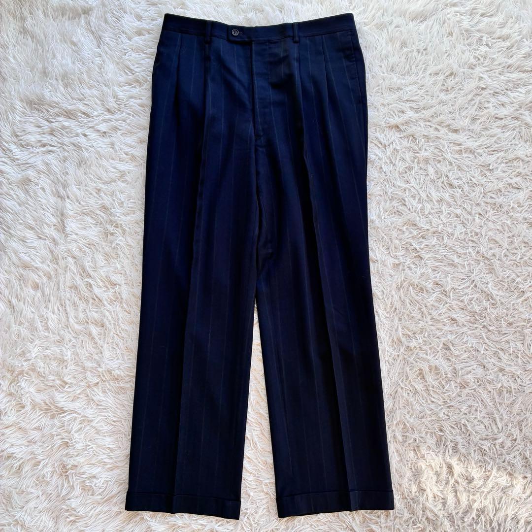 クリスチャンディオール　プレステージ　セットアップ　ダブル　紺　ストライプ