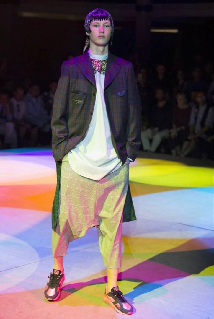 COMME des GARÇONS HOMME PLUS茶チェックサルエルパンツ